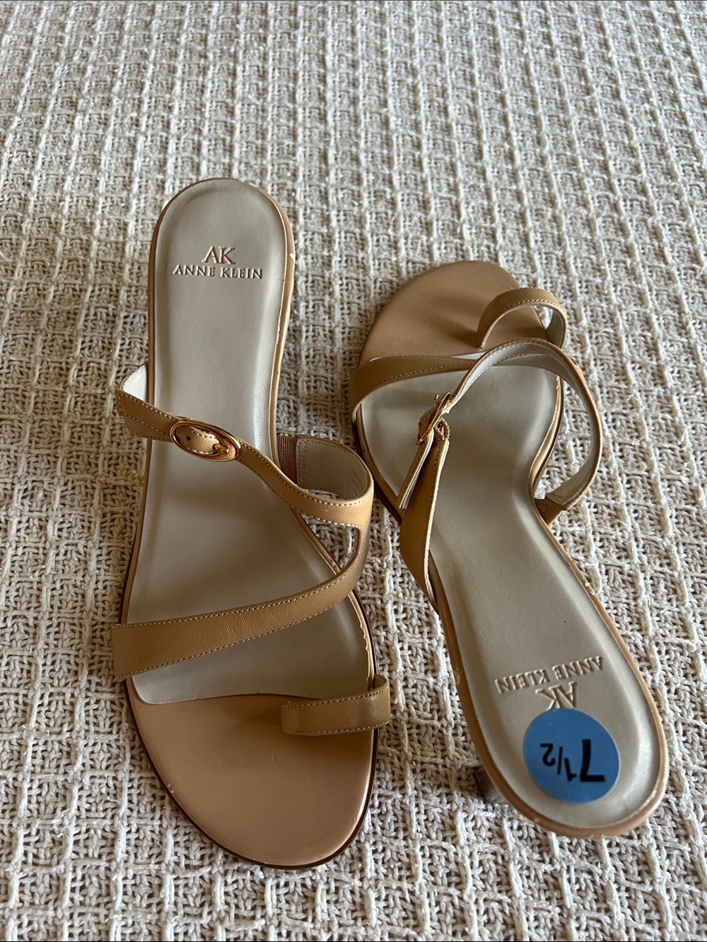 Anne Klein Cognac Strappy Slide Sandals